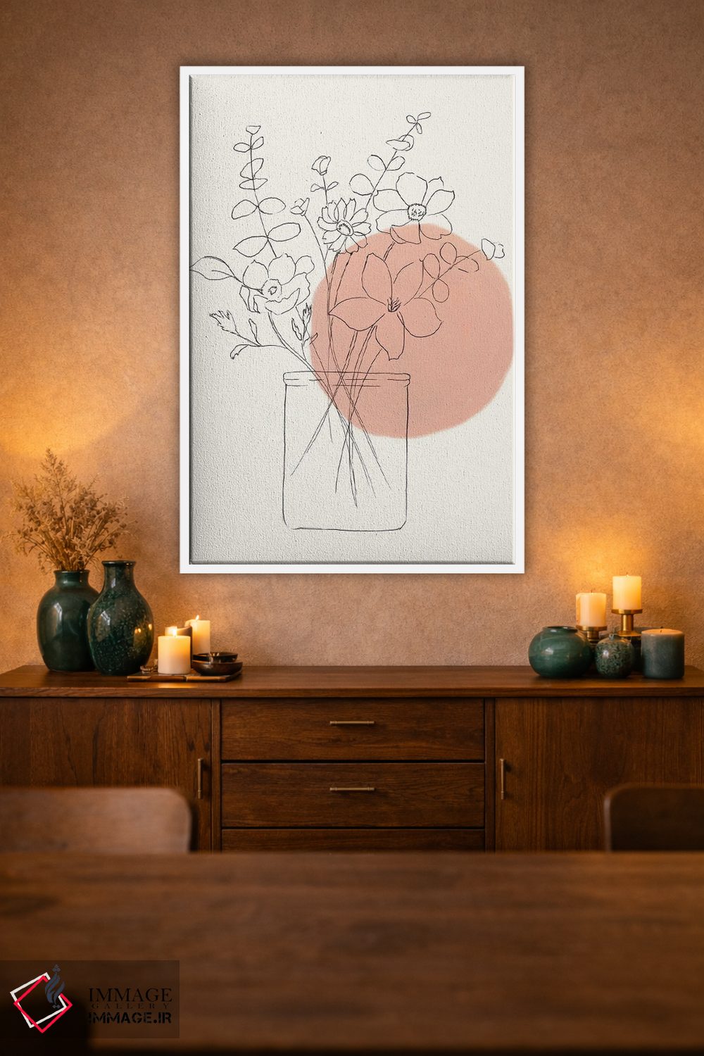 تابلو مینیمال دسته گل گل وحشی معاصر اثر نان - D1W