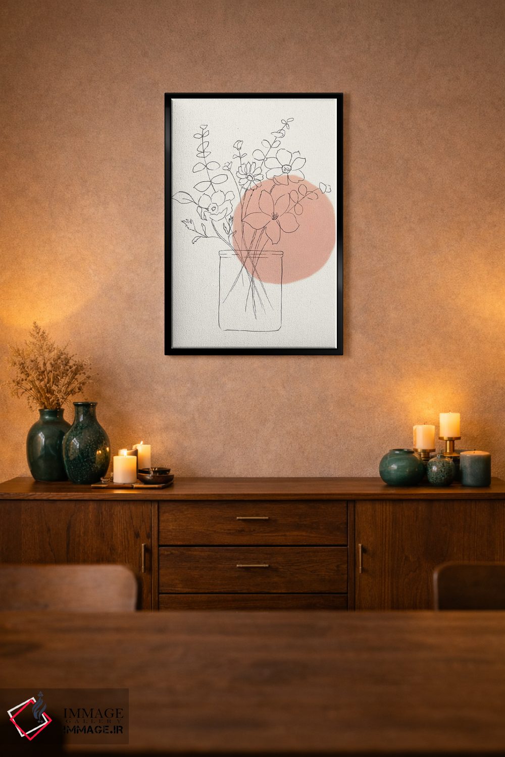 تابلو مینیمال دسته گل گل وحشی معاصر اثر نان - D2B