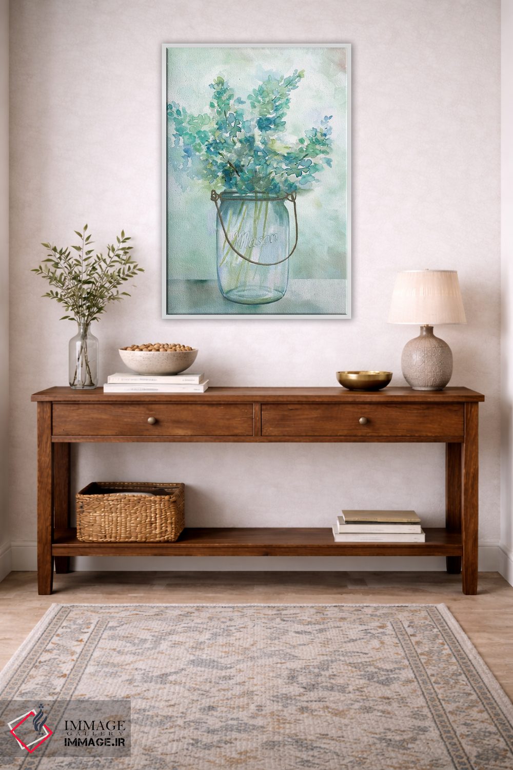 تابلو مدرن اقامتگاه گل های آبی اثر نان - D3W