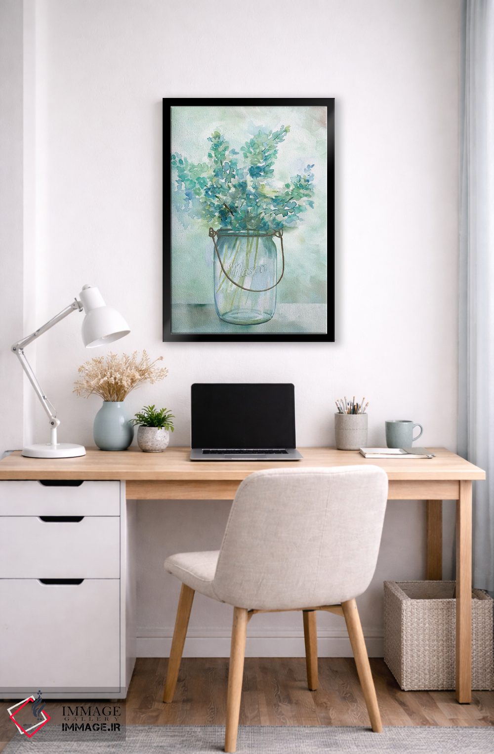 تابلو مدرن اقامتگاه گل های آبی اثر نان - D6B