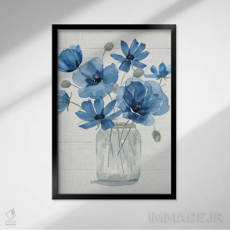 تابلو مینیمال دسته گل گل های وحشی ۲ اثر نان - نمای قابدار مشکی