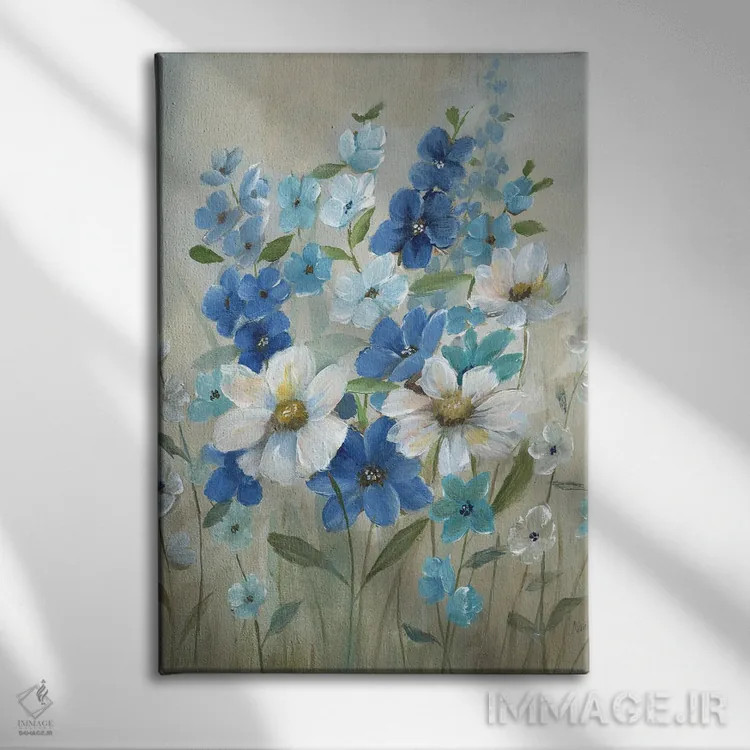 تابلو مدرن باغ آبی ۲ اثر نان - نمای روبهرو روی دیوار