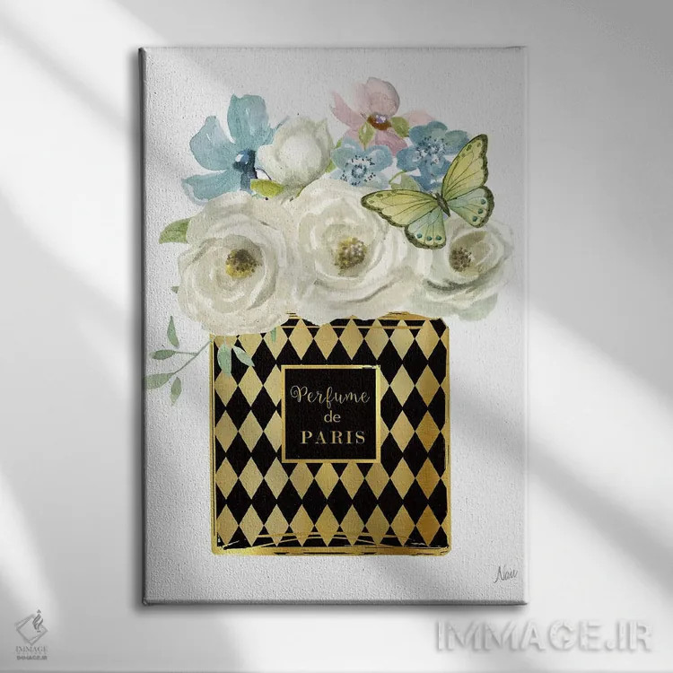 تابلو دکوراتیو عطر گلدار هارلکین اثر نان - نمای روبهرو روی دیوار