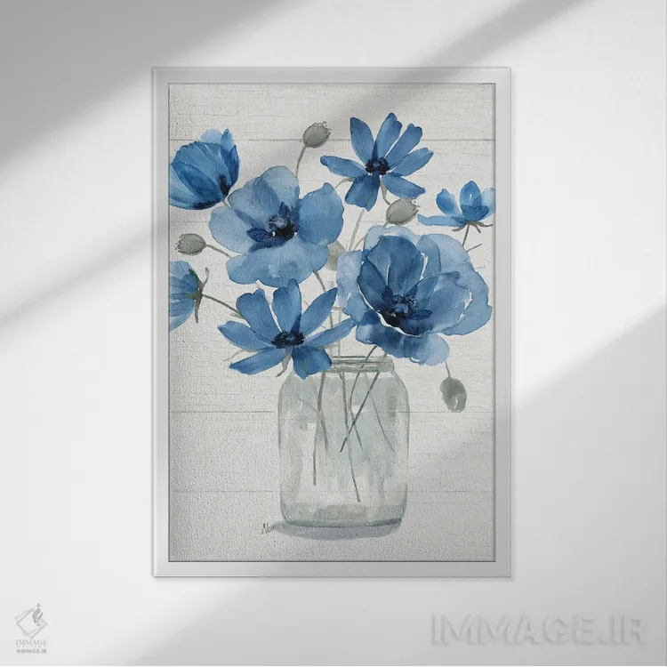 تابلو مینیمال دسته گل گل های وحشی ۲ اثر نان - نمای قابدار سفید