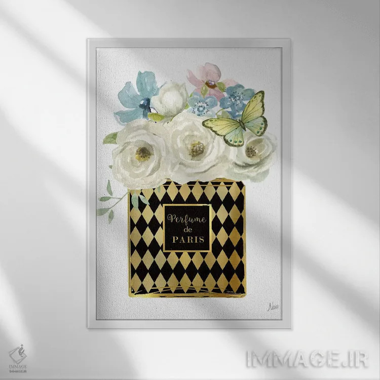 تابلو دکوراتیو عطر گلدار هارلکین اثر نان - نمای قابدار سفید