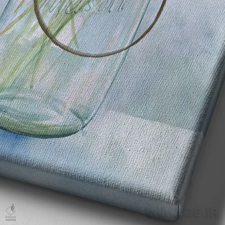 تابلو دکوراتیو شمعدانی های قرمز اثر نان - نمای نزدیک بافت بوم