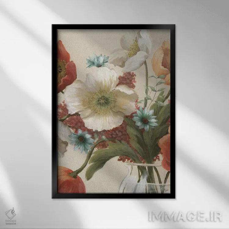 تابلو دکوراتیو زمان شقایق ۲ اثر نان - نمای قابدار مشکی