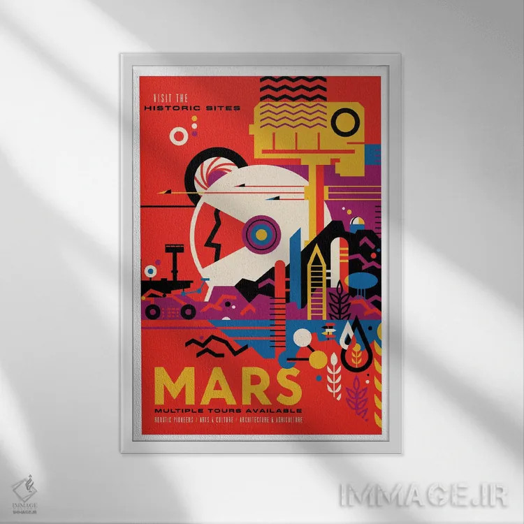 تابلو دکوراتیو مریخ اثر ناسا - نمای قابدار سفید