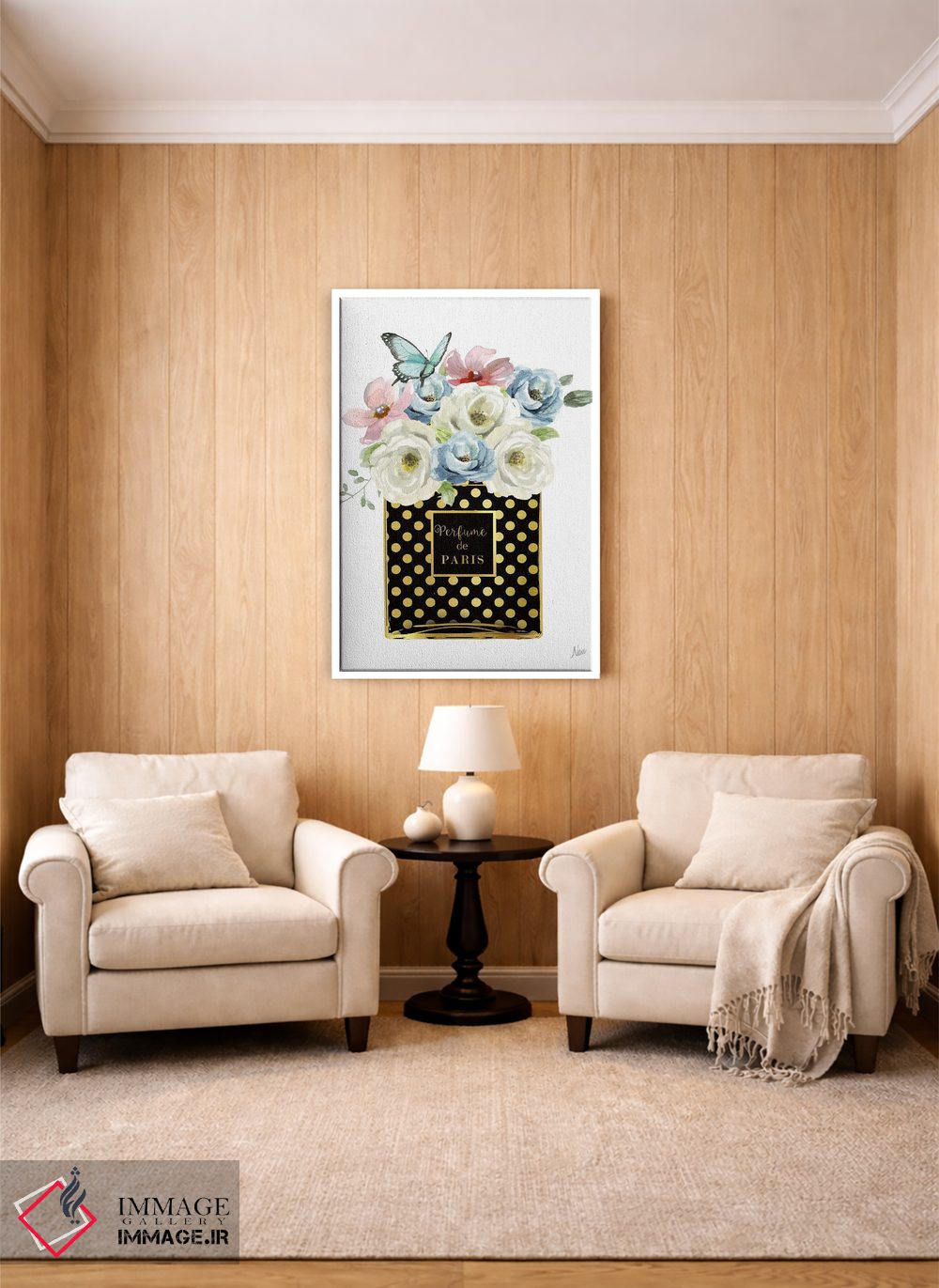 تابلو دکوراتیو عطر گلدار خال خالی اثر نان - D2W