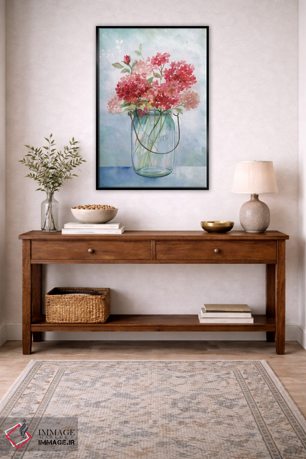 تابلو دکوراتیو شمعدانی های قرمز اثر نان - D3B