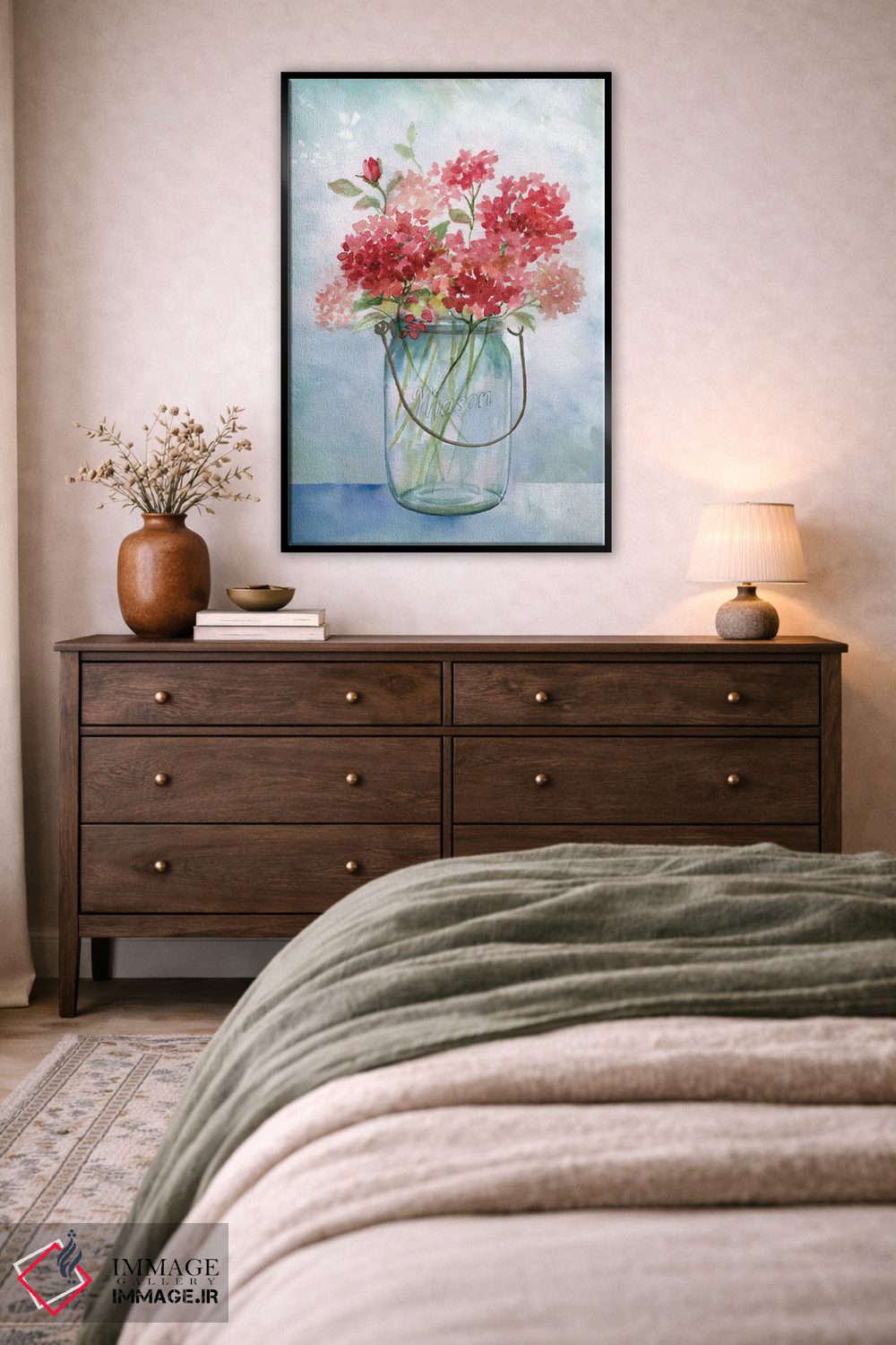 تابلو دکوراتیو شمعدانی های قرمز اثر نان - D4B