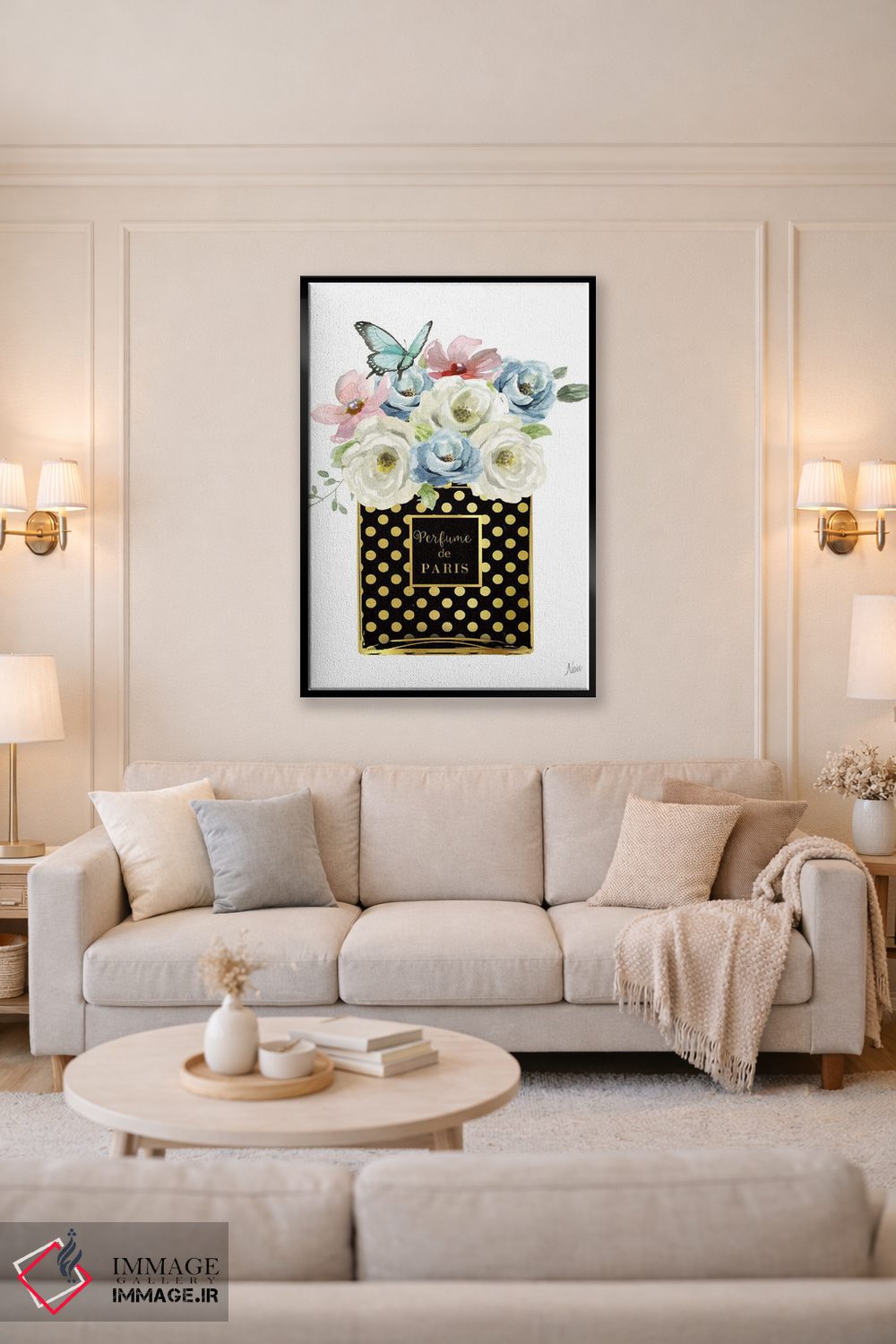 تابلو دکوراتیو عطر گلدار خال خالی اثر نان - D5B