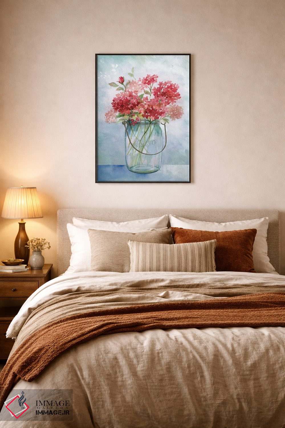 تابلو دکوراتیو شمعدانی های قرمز اثر نان - D6B