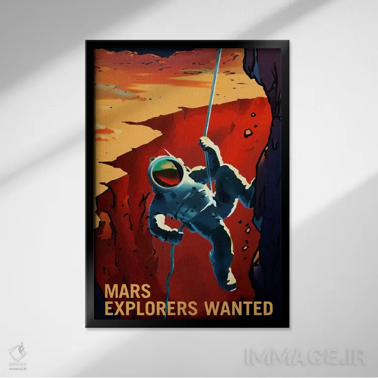 تابلو دکوراتیو به کاوشگران نیازمندیم اثر ناسا - نمای قابدار مشکی