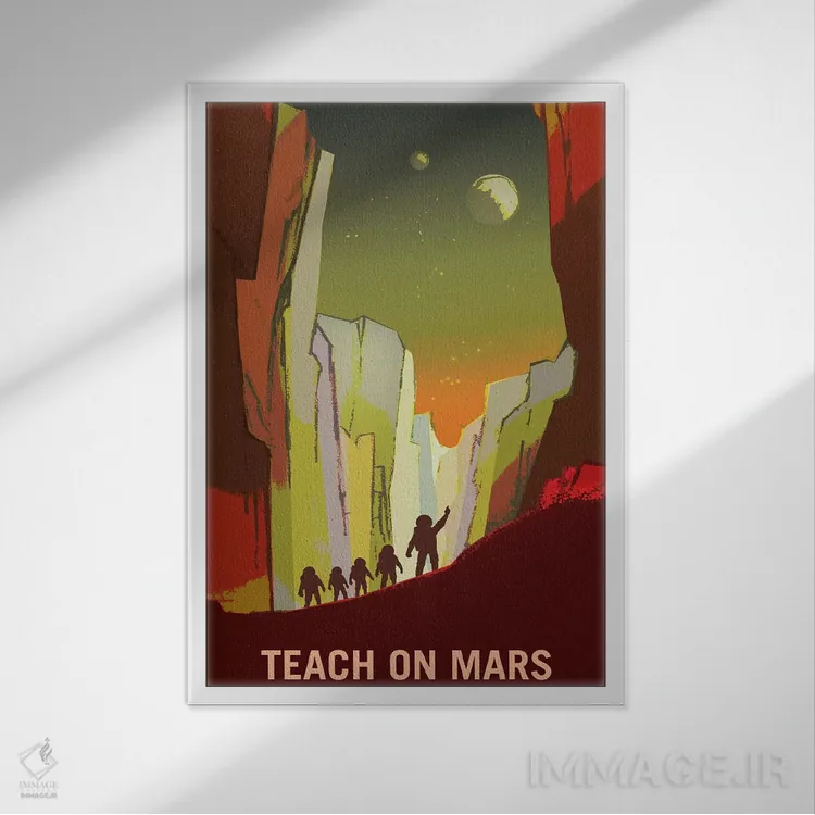 تابلو دکوراتیو تدریس در مریخ اثر ناسا - نمای قابدار سفید