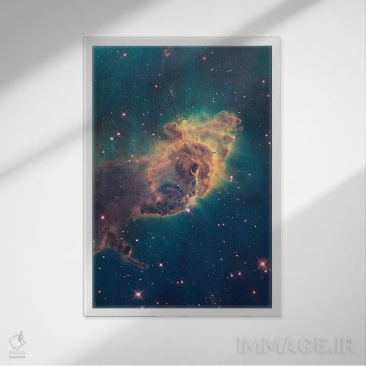 تابلو دکوراتیو ستون گاز، سحابی کارینا اثر ناسا - نمای قابدار سفید