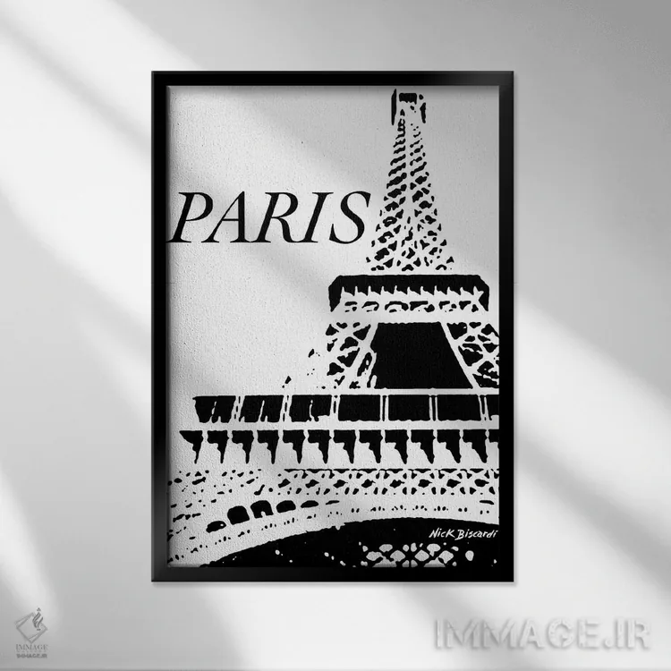 تابلو دکوراتیو پاریس مدرن دو اثر نیکلاس بیسکاردی - نمای قابدار مشکی