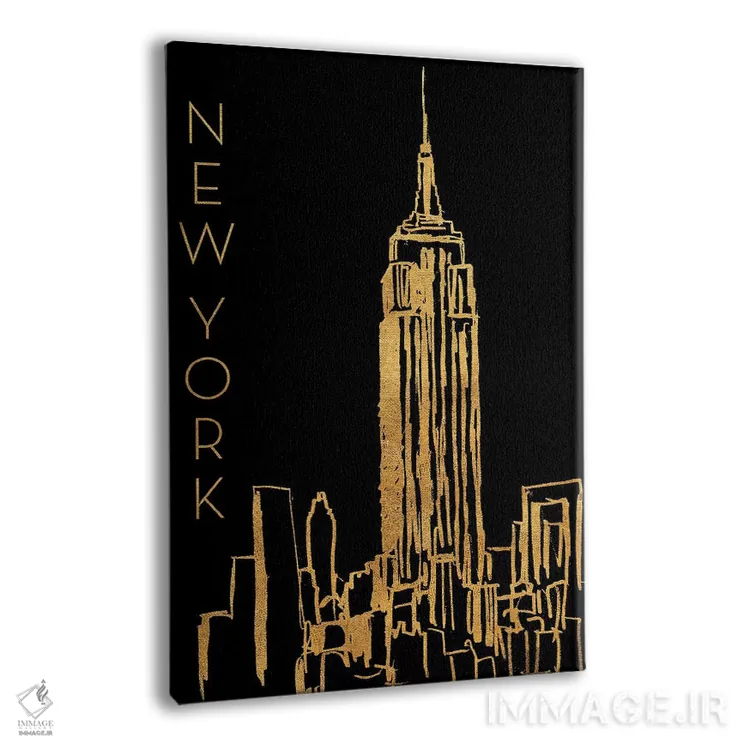 تابلو دکوراتیو نیویورک بر زمینه مشکی اثر نیکلاس بیسکاردی - نمای پرسپکتیو محصول