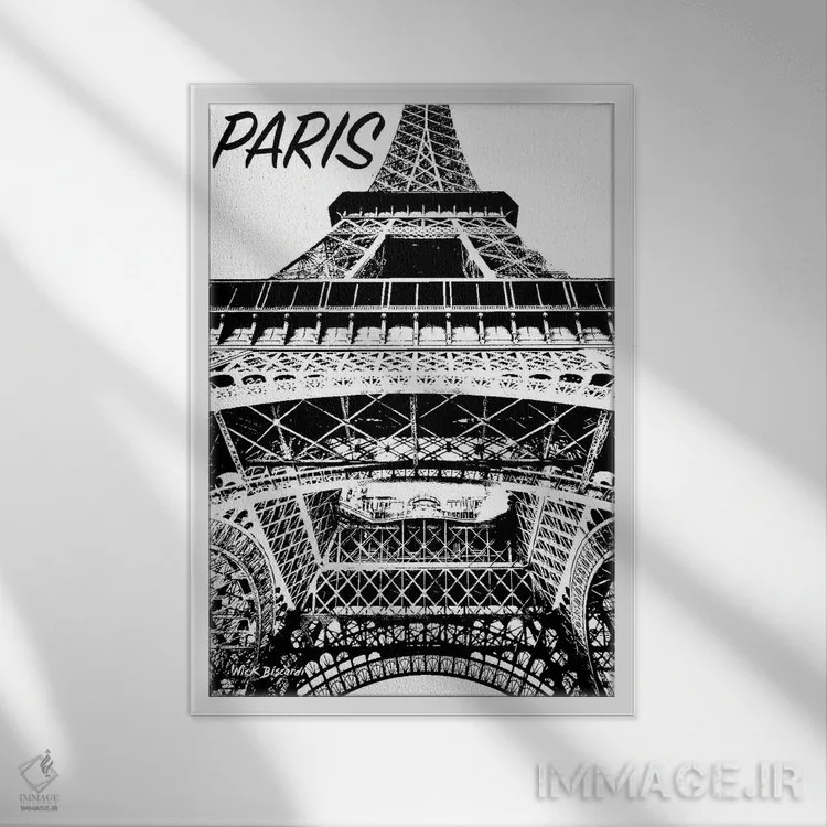 تابلو دکوراتیو پاریس مدرن چهار اثر نیکلاس بیسکاردی - نمای قابدار سفید