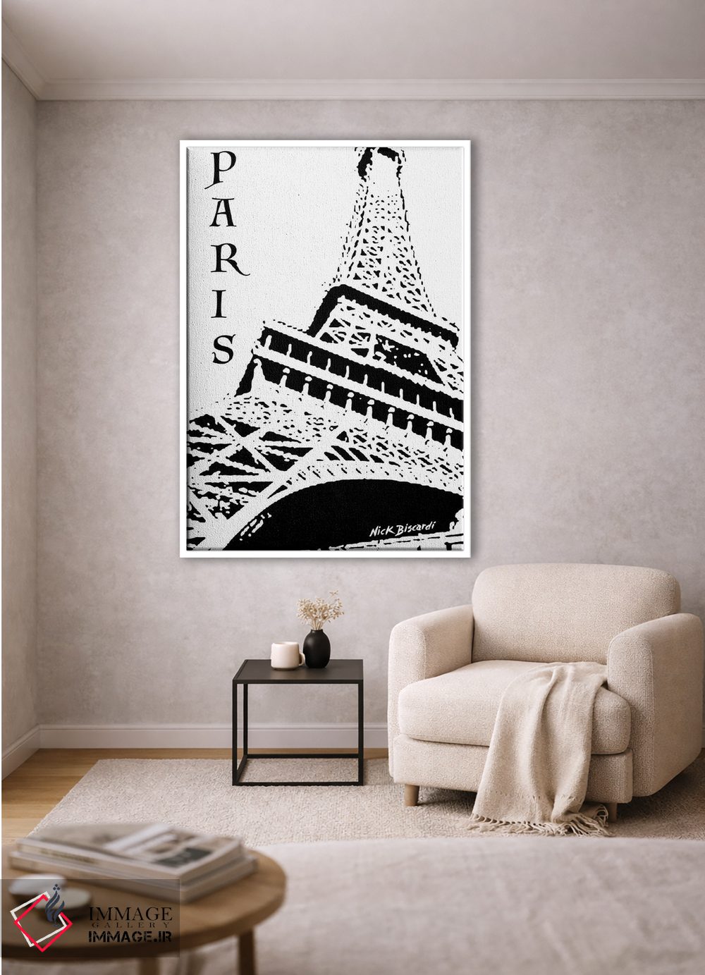 تابلو دکوراتیو پاریس مدرن سه اثر نیکلاس بیسکاردی - D1W