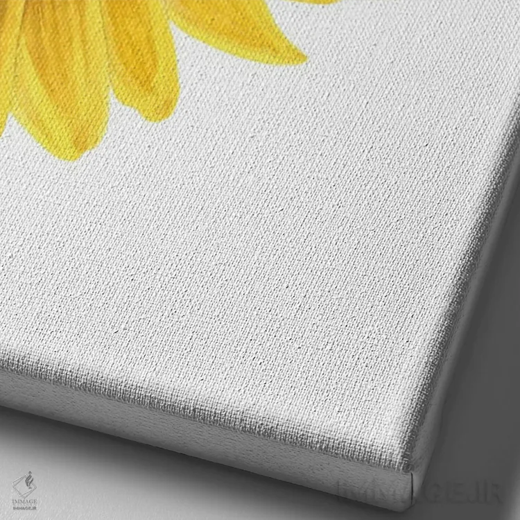 تابلو مینیمال آفتابگردان اثر نیکول باسک - نمای نزدیک بافت بوم