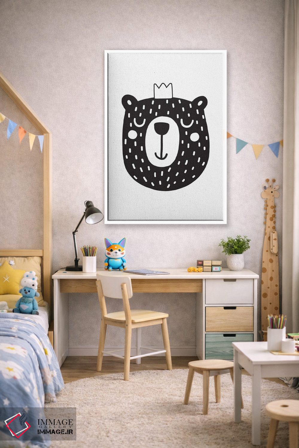 تابلو مینیمال توله خرس اثر نیکول باسک - D2W