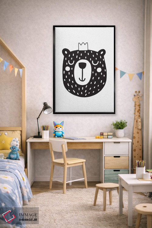 تابلو مینیمال توله خرس اثر نیکول باسک - D3B