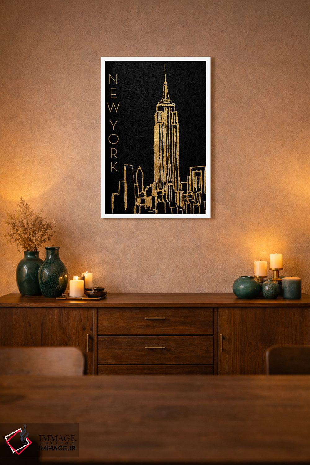 تابلو دکوراتیو نیویورک بر زمینه مشکی اثر نیکلاس بیسکاردی - D1W