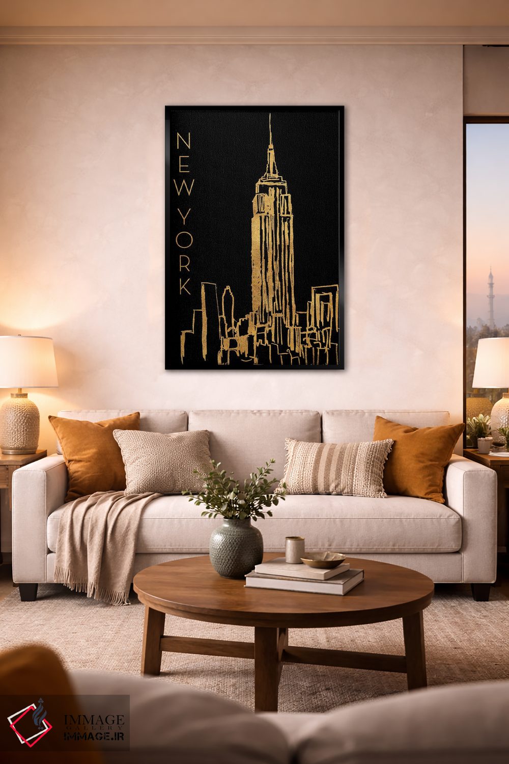 تابلو دکوراتیو نیویورک بر زمینه مشکی اثر نیکلاس بیسکاردی - D2B