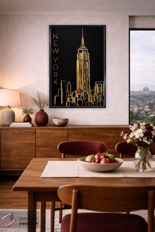 تابلو دکوراتیو نیویورک بر زمینه مشکی اثر نیکلاس بیسکاردی - D4B