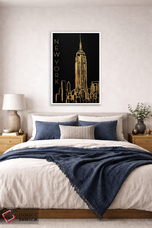 تابلو دکوراتیو نیویورک بر زمینه مشکی اثر نیکلاس بیسکاردی - D5W
