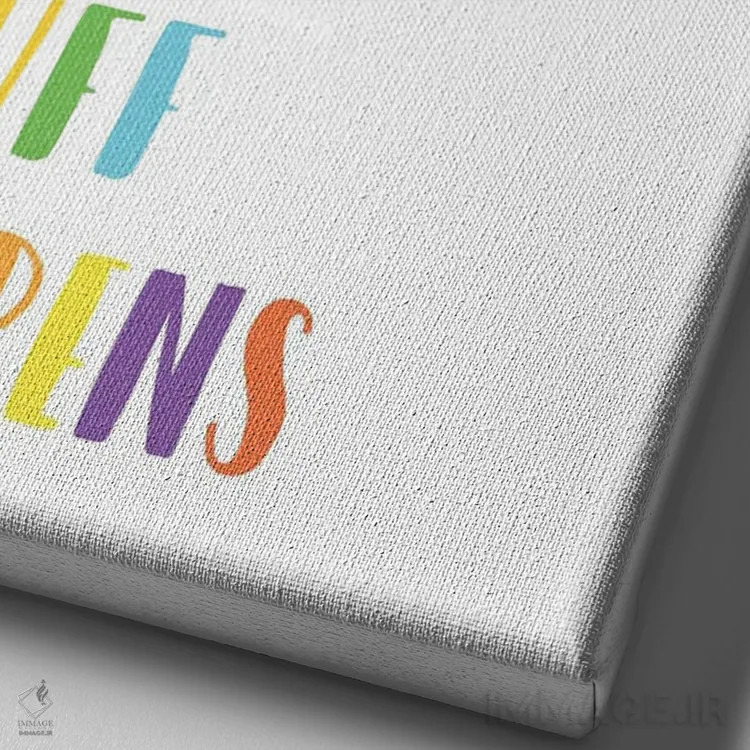 تابلو دکوراتیو اینجا محل اتفاقات هیجان انگیز است اثر نیکول باسک - نمای نزدیک بافت بوم