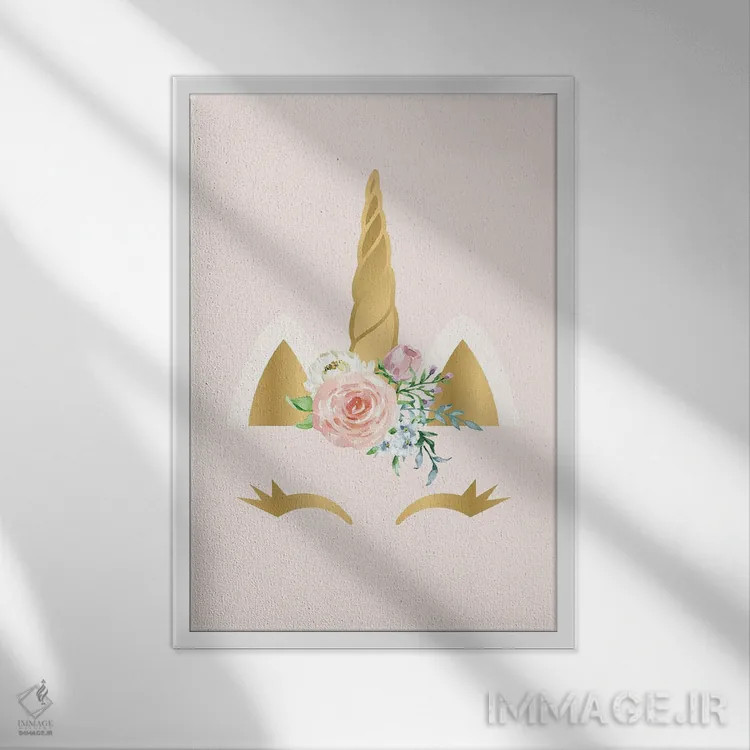 تابلو دکوراتیو تک شاخ اثر نیکول باسک - نمای قابدار سفید