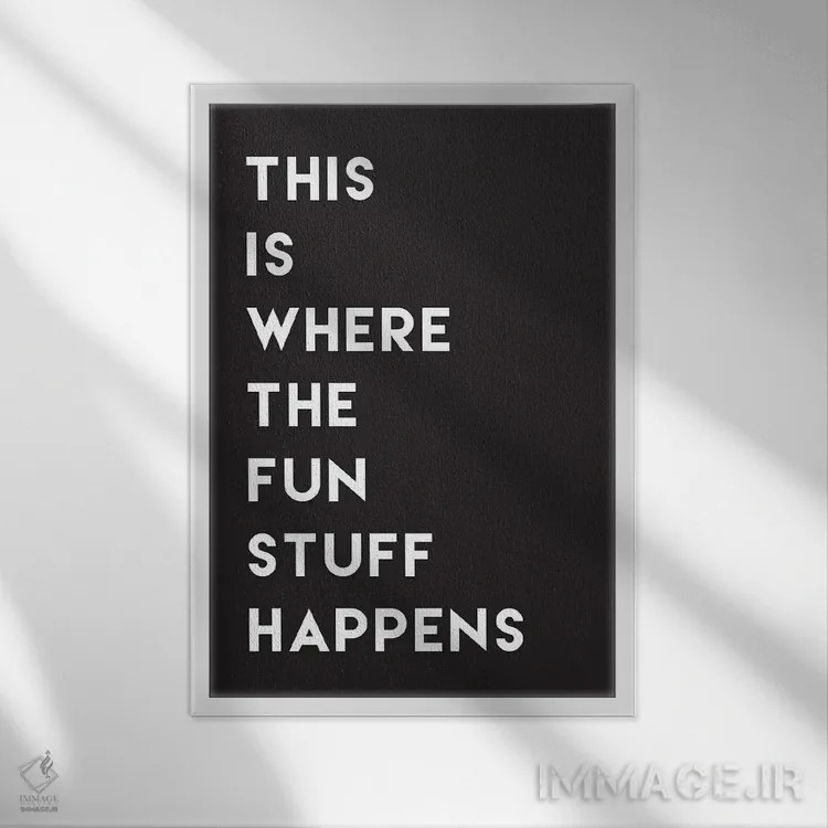 تابلو دکوراتیو اینجا محل اتفاقات هیجان انگیز است، سبک کلاسیک اثر نیکول باسک - نمای قابدار سفید