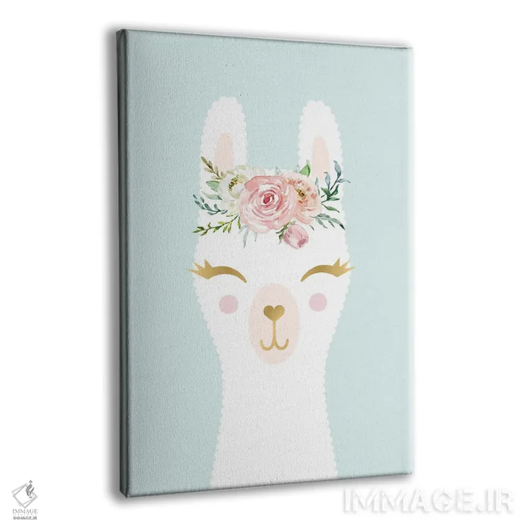 تابلو دکوراتیو لامای آبی اثر نیکول باسک - نمای پرسپکتیو محصول