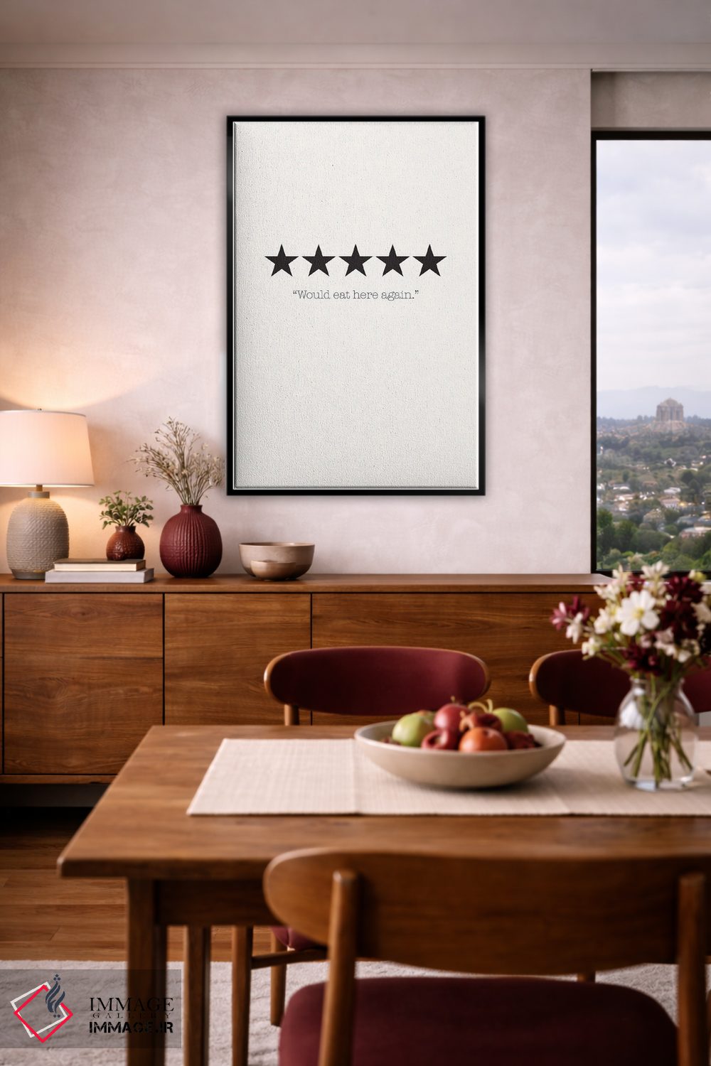 تابلو مینیمال دوباره اینجا غذا می خورم اثر نیکول باسک - D2B