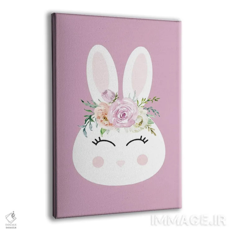 تابلو دکوراتیو خرگوش گل دار اثر نیکول باسک - نمای پرسپکتیو محصول