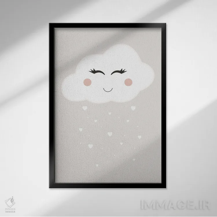 تابلو مینیمال ابر اثر نیکول باسک - نمای قابدار مشکی