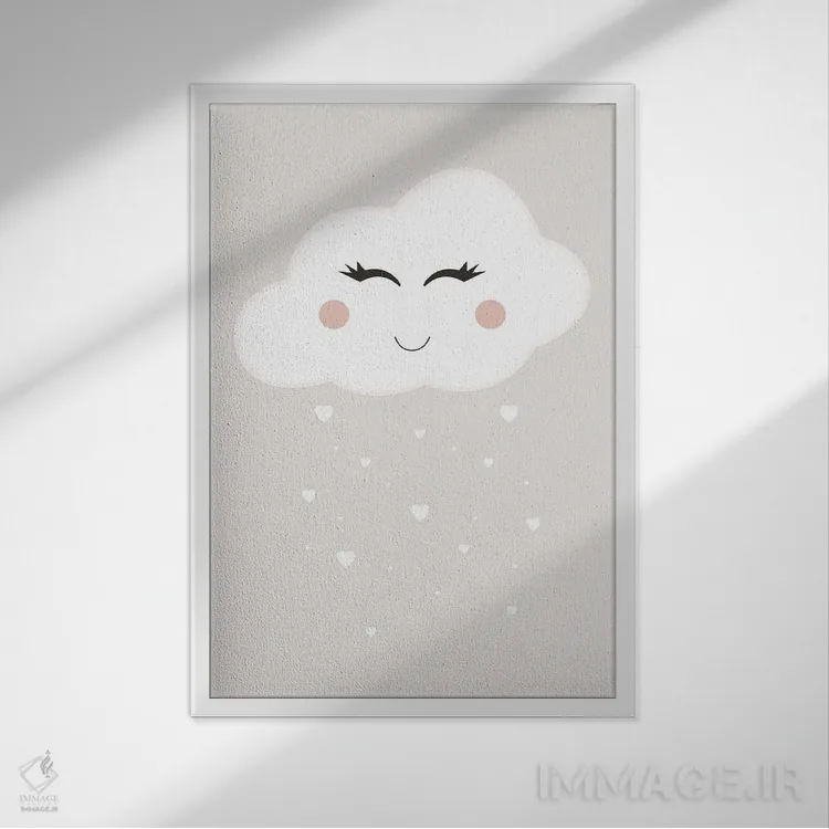 تابلو مینیمال ابر اثر نیکول باسک - نمای قابدار سفید