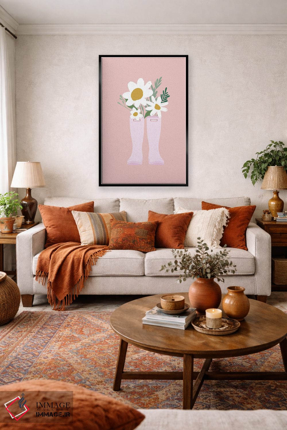 تابلو دکوراتیو گل داوودی ها در چکمه اثر نیکول باسک - D3B