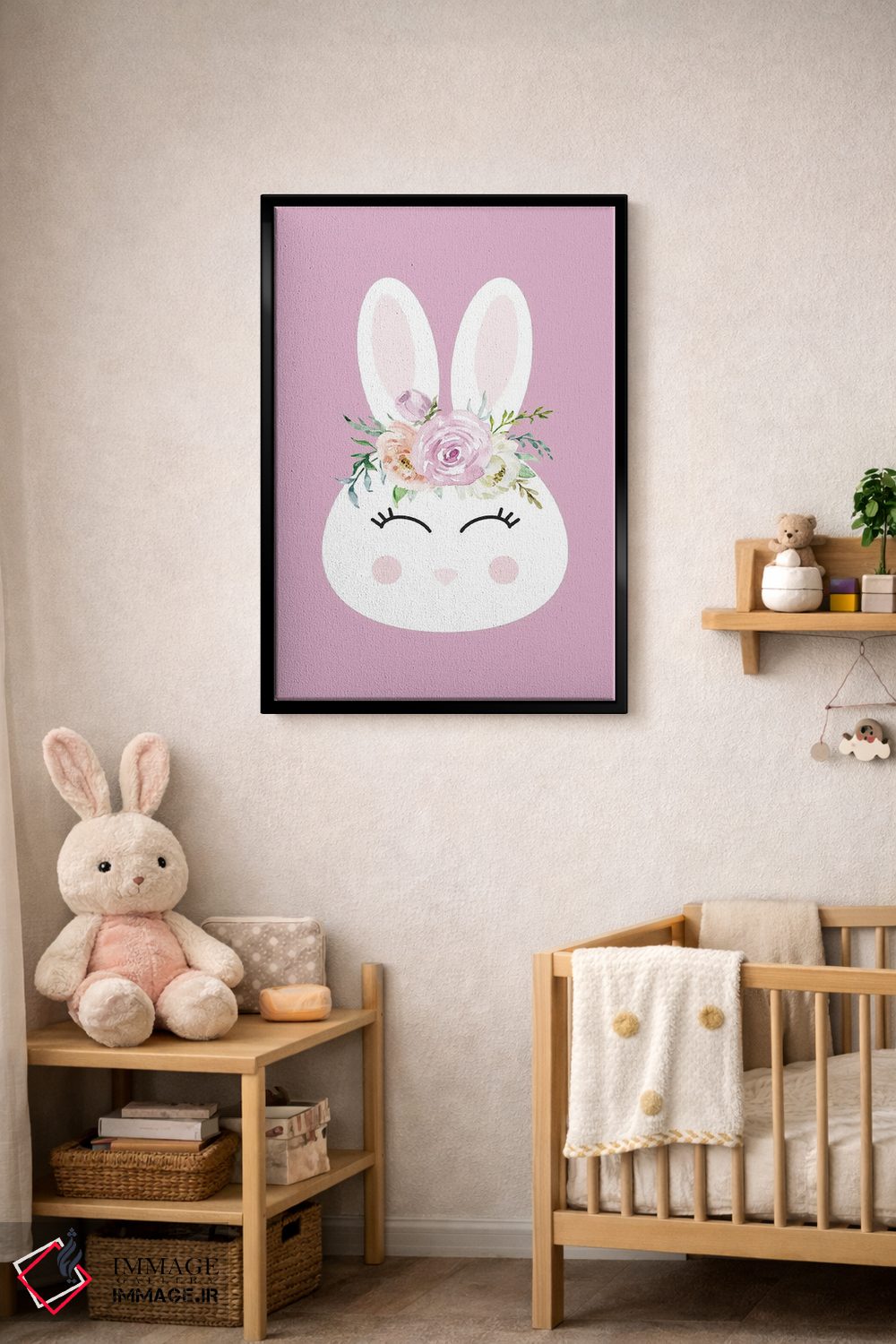 تابلو دکوراتیو خرگوش گل دار اثر نیکول باسک - D5B