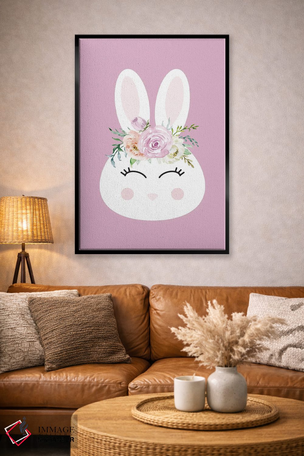 تابلو دکوراتیو خرگوش گل دار اثر نیکول باسک - D6B