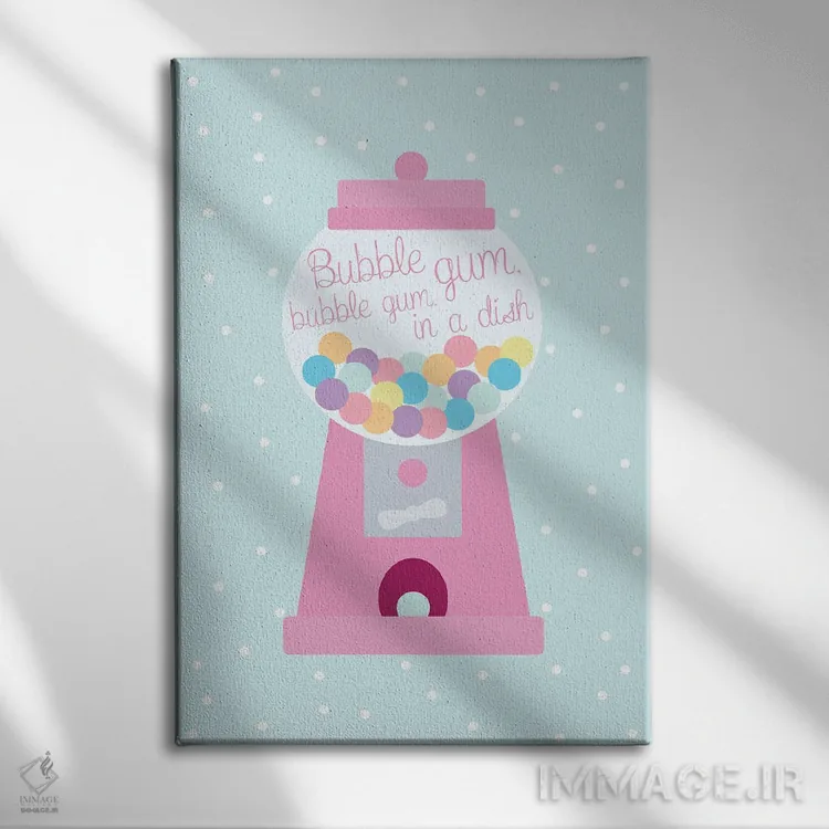 تابلو دکوراتیو دستگاه آدامس توپی اثر نیکول باسک - نمای روبهرو روی دیوار