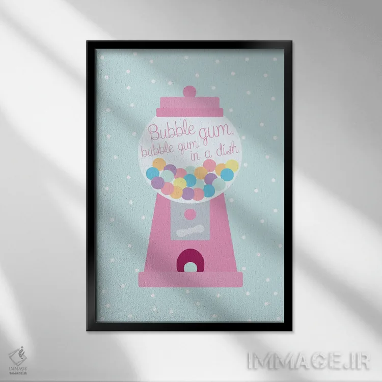 تابلو دکوراتیو دستگاه آدامس توپی اثر نیکول باسک - نمای قابدار مشکی