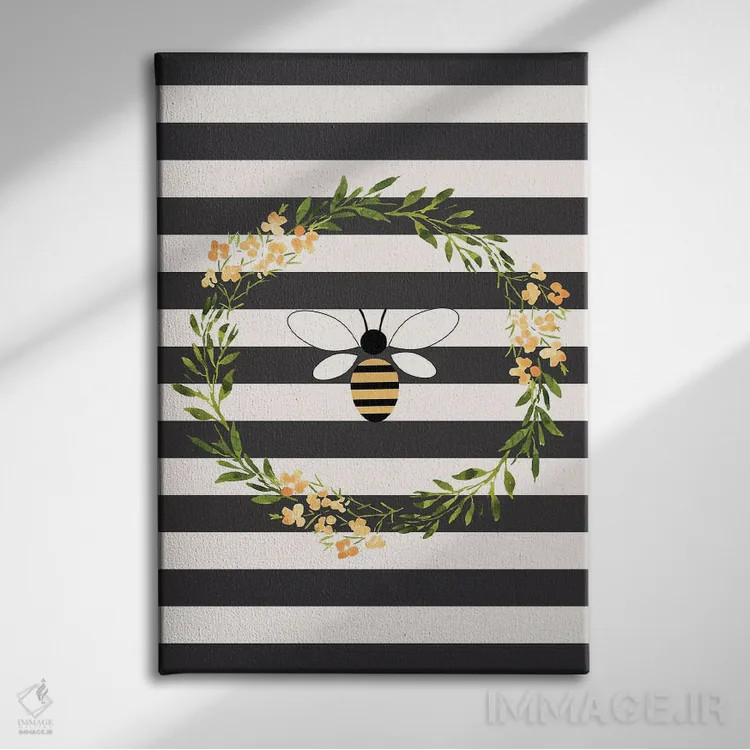 تابلو دکوراتیو زنبور عسل در تاج گل اثر نیکول باسک - نمای روبهرو روی دیوار