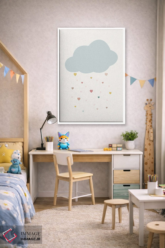 تابلو مینیمال ابر قلبی اثر نیکول باسک - D1W