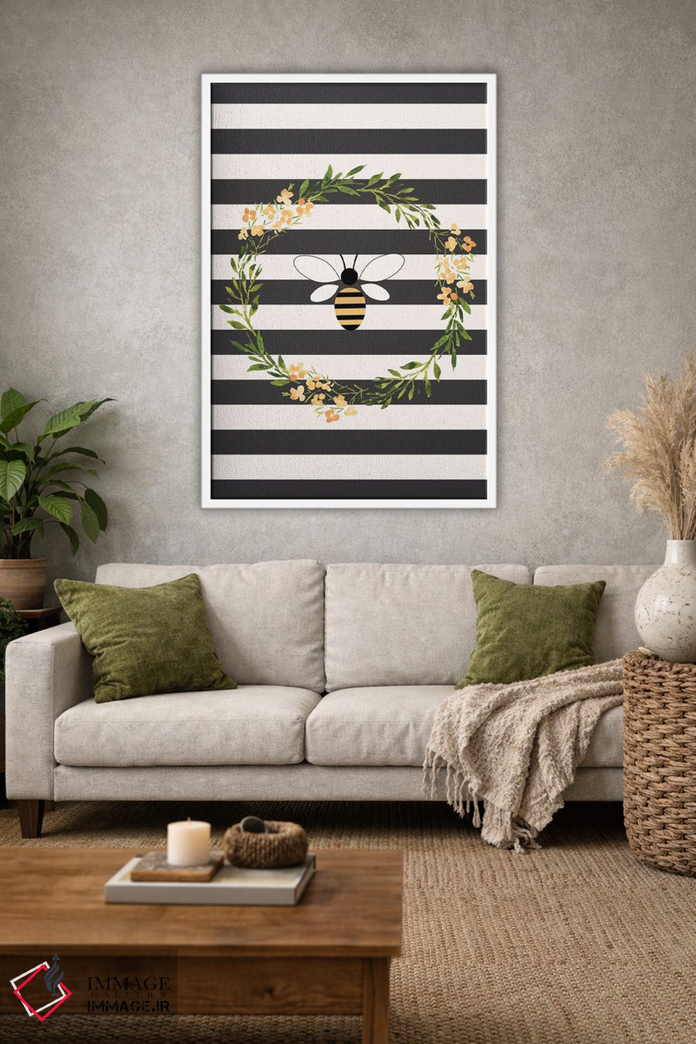 تابلو دکوراتیو زنبور عسل در تاج گل اثر نیکول باسک - D1W