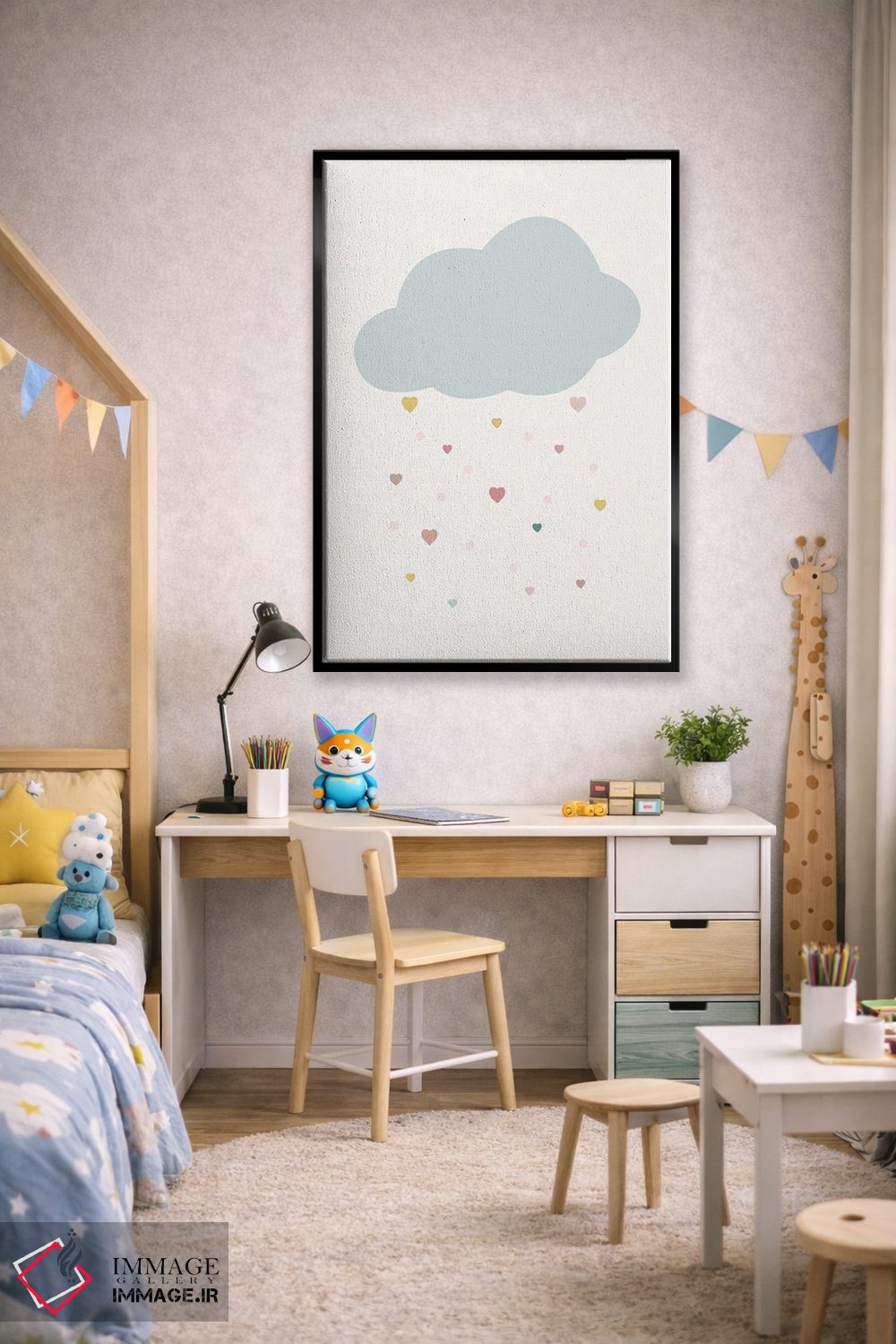 تابلو مینیمال ابر قلبی اثر نیکول باسک - D3B