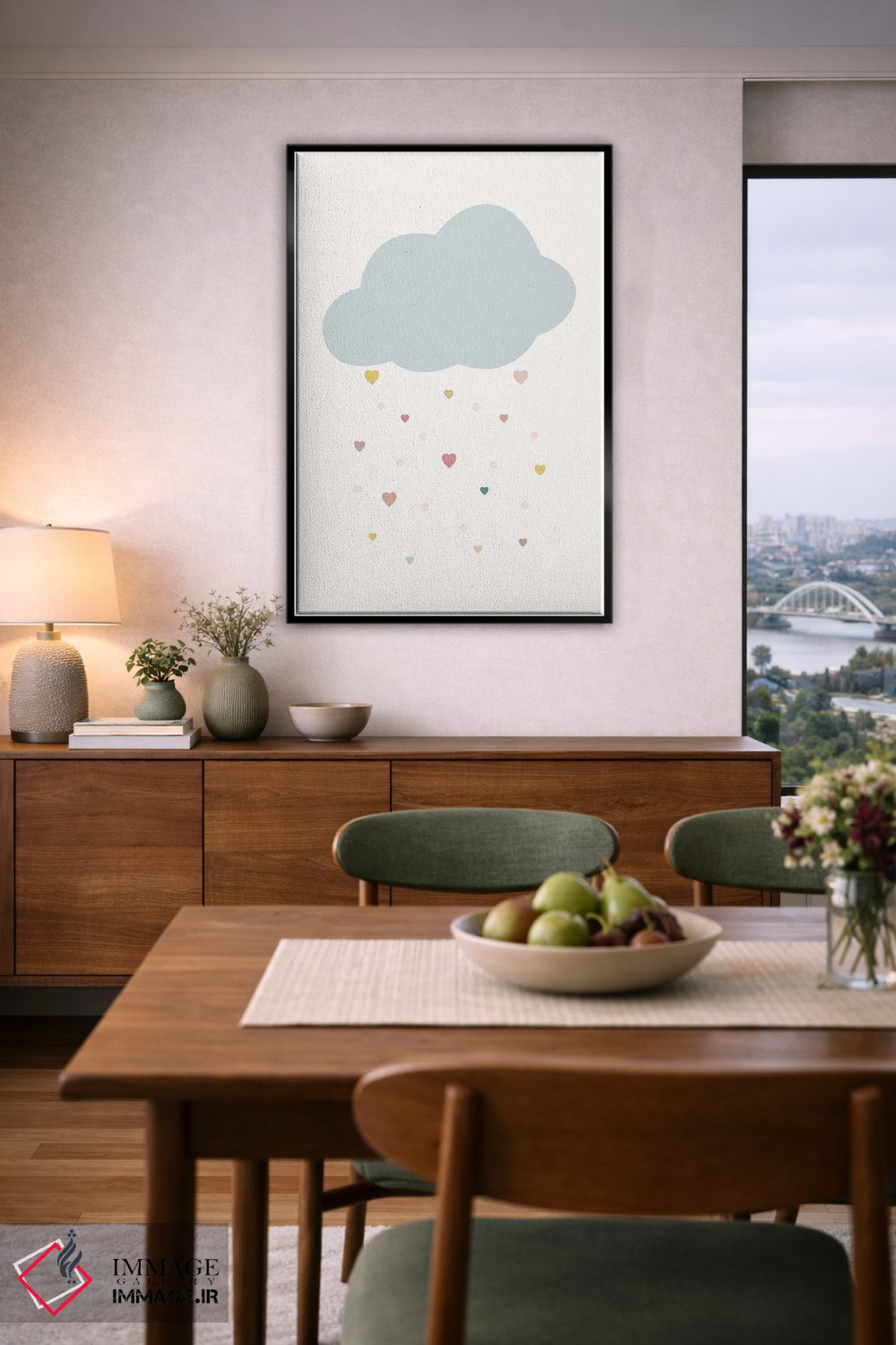 تابلو مینیمال ابر قلبی اثر نیکول باسک - D6B