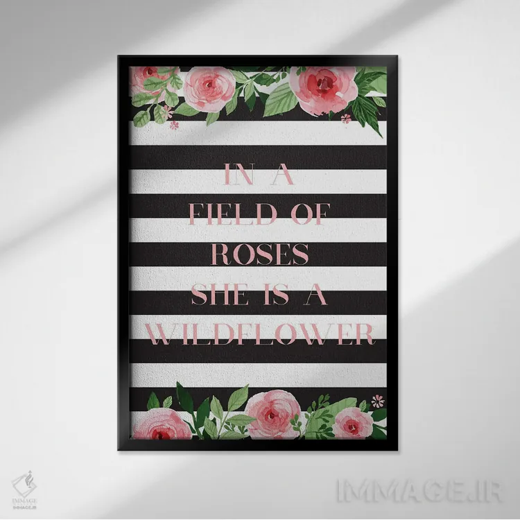 تابلو دکوراتیو در دشتی از گل سرخ اثر نیکول باسک - نمای قابدار مشکی